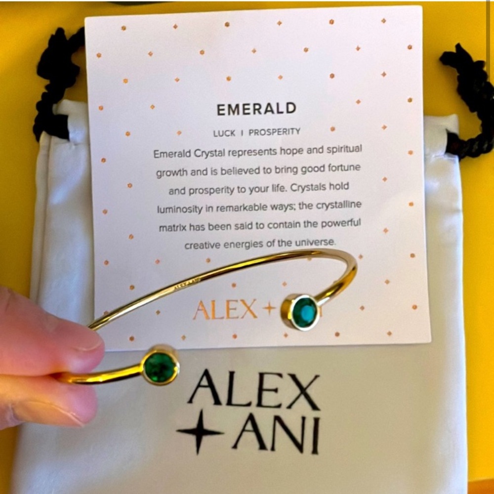 {Alex & Ani} Emerald Gold Cuff Stacking Bracelet